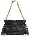 Donna Karan Southold Leather Clutch With Chain Strap In Black,gold