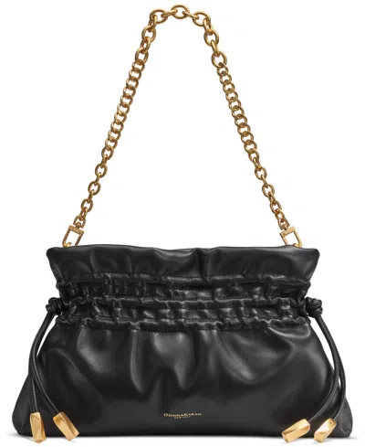 DONNA KARAN SOUTHOLD LEATHER CLUTCH WITH CHAIN STRAP