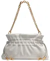 Donna Karan Southold Leather Clutch With Chain Strap In Brillant White