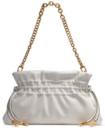 Donna Karan Southold Leather Clutch With Chain Strap In Brillant White