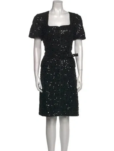 Pre-owned Donna Karan Square Neckline Knee-length Dress In Black