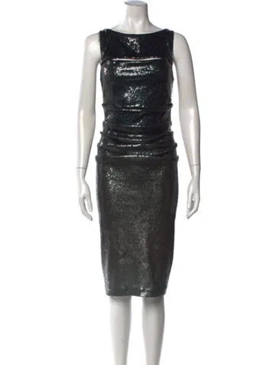 Pre-owned Donna Karan Square Neckline Knee-length Dress In Black