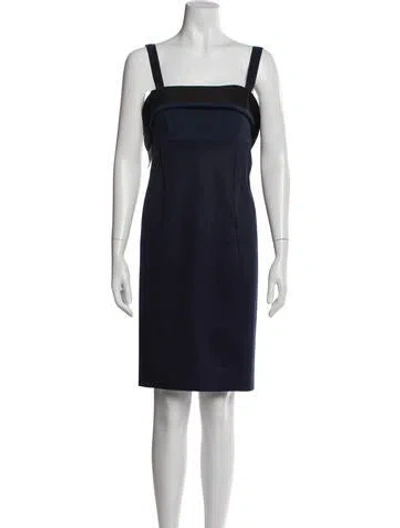Pre-owned Donna Karan Square Neckline Knee-length Dress In Blue