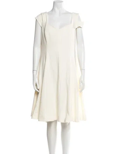 Pre-owned Donna Karan Square Neckline Knee-length Dress In Neutral