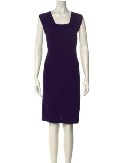 Pre-owned Donna Karan Square Neckline Knee-length Dress In Purple
