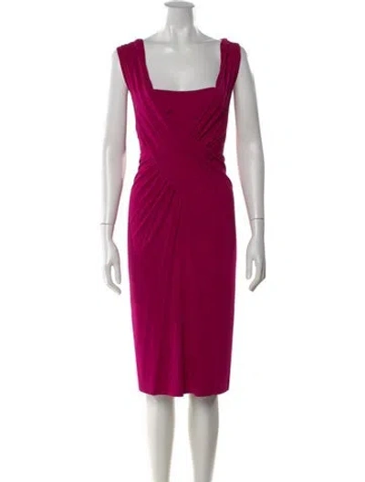 Pre-owned Donna Karan Square Neckline Knee-length Dress In Purple
