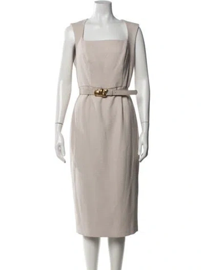 Pre-owned Donna Karan Square Neckline Knee-length Dress W/ Tags In Neutrals