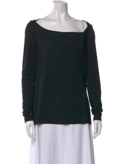 Pre-owned Donna Karan Square Neckline Long Sleeve Top In Black