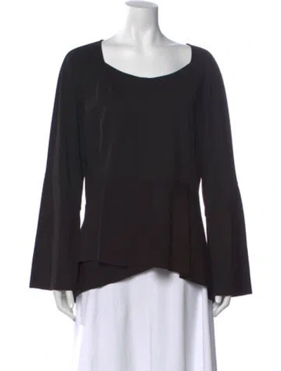 Pre-owned Donna Karan Square Neckline Long Sleeve Top In Black