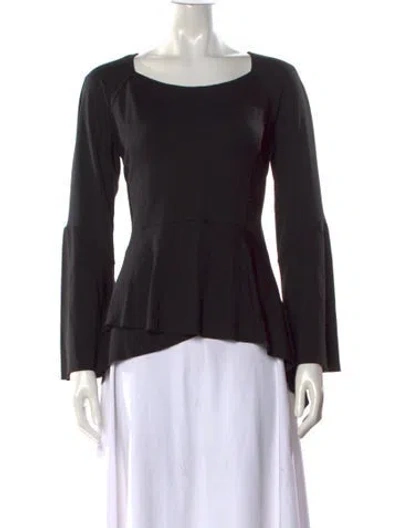 Pre-owned Donna Karan Square Neckline Long Sleeve Top In Black