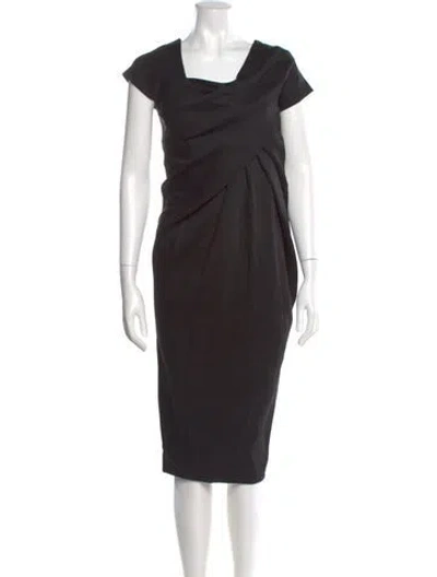 Pre-owned Donna Karan Square Neckline Midi Length Dress In Black