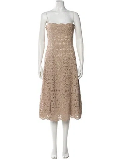 Pre-owned Donna Karan Square Neckline Midi Length Dress In Neutral