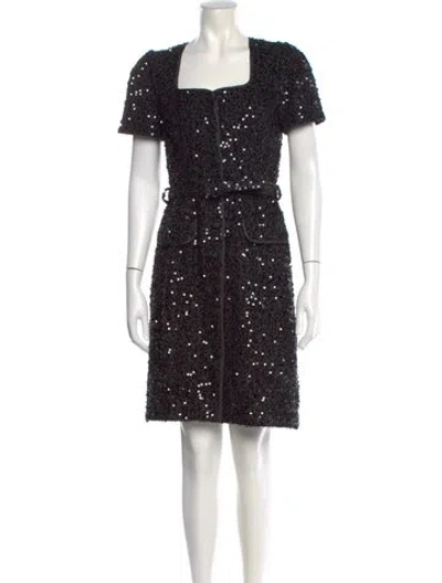 Pre-owned Donna Karan Square Neckline Mini Dress In Black