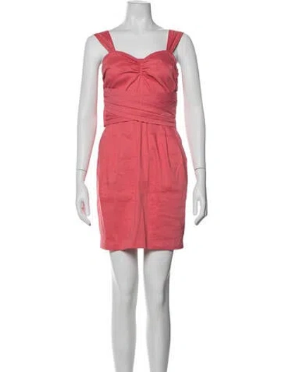 Pre-owned Donna Karan Square Neckline Mini Dress In Pink
