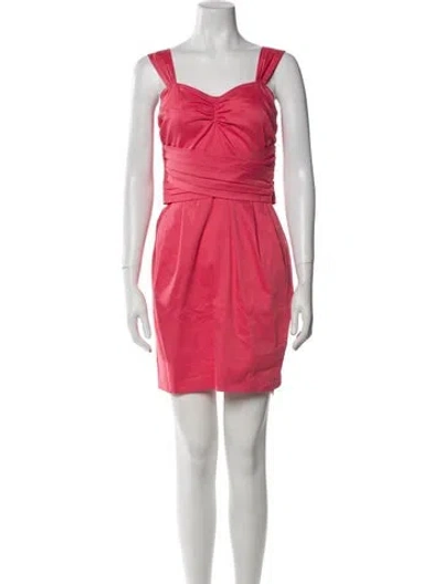 Pre-owned Donna Karan Square Neckline Mini Dress In Red