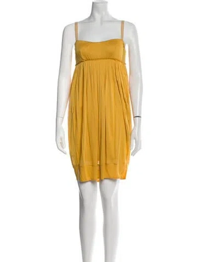 Pre-owned Donna Karan Square Neckline Mini Dress In Yellow