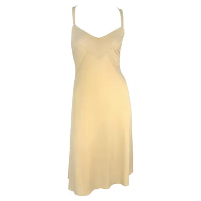 Pre-owned Donna Karan S/s 1995  Beige Stretch Bodycon Panel Slip Dress Us6, It4, Fr38 In Brown