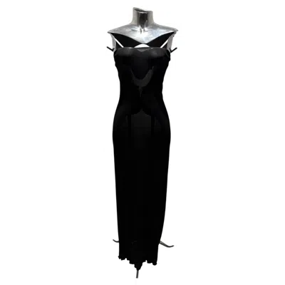 Pre-owned Donna Karan Ss 2000 Black Mesh Strapless Dress
