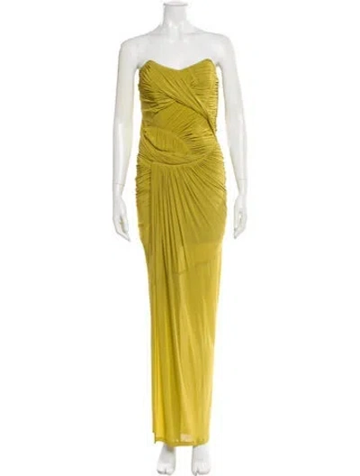 Pre-owned Donna Karan Strapless Knee-length Dress In Green