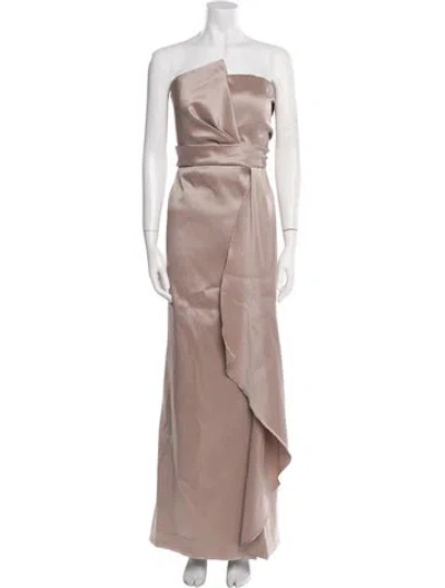 Pre-owned Donna Karan Strapless Long Dress In Neutral