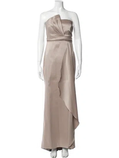 Pre-owned Donna Karan Strapless Long Dress In Neutral