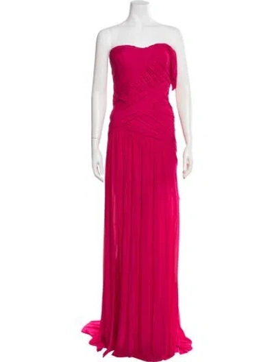 Pre-owned Donna Karan Strapless Long Dress In Pink