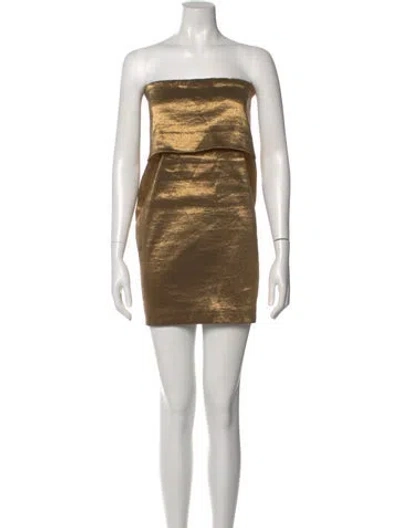 Pre-owned Donna Karan Strapless Mini Dress In Brown