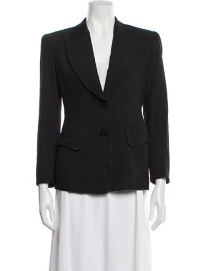 Pre-owned Donna Karan Striped Blazer In Gray