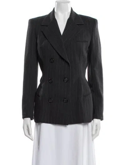 Pre-owned Donna Karan Striped Blazer In Gray