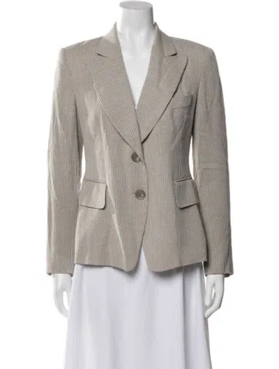 Pre-owned Donna Karan Striped Blazer In Gray