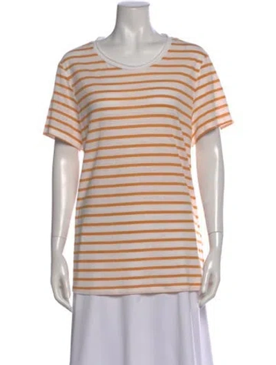 Pre-owned Donna Karan Striped Crew Neck T-shirt In Multi