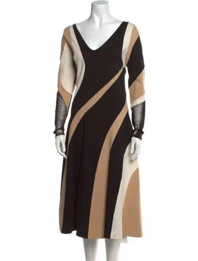 Pre-owned Donna Karan Striped Long Dress