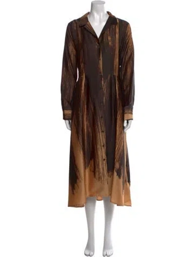 Pre-owned Donna Karan Striped Long Dress W/ Tags In Brown