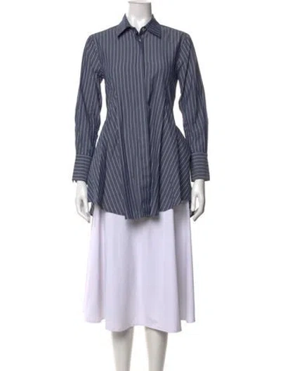 Pre-owned Donna Karan Striped Midi Length Dress In Blue