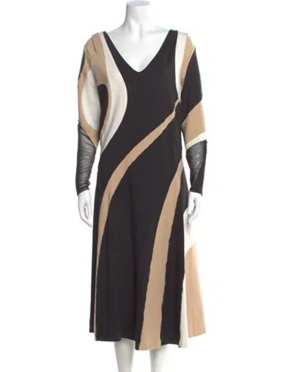 Pre-owned Donna Karan Striped Midi Length Dress In Multi