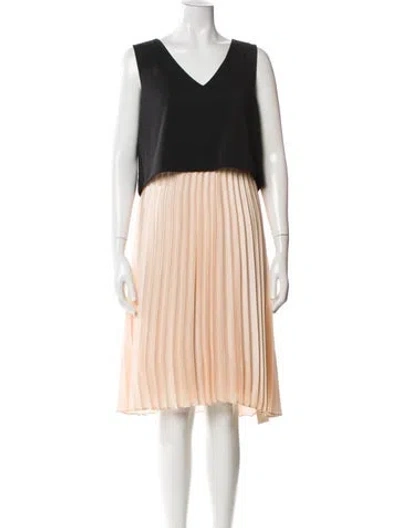 Pre-owned Donna Karan Striped Midi Length Dress In Neutral
