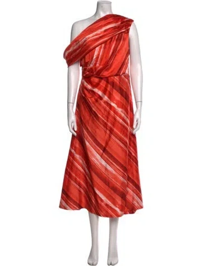 Pre-owned Donna Karan Striped Midi Length Dress W/ Tags In Orange