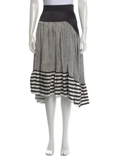 Pre-owned Donna Karan Striped Midi Length Skirt In Black