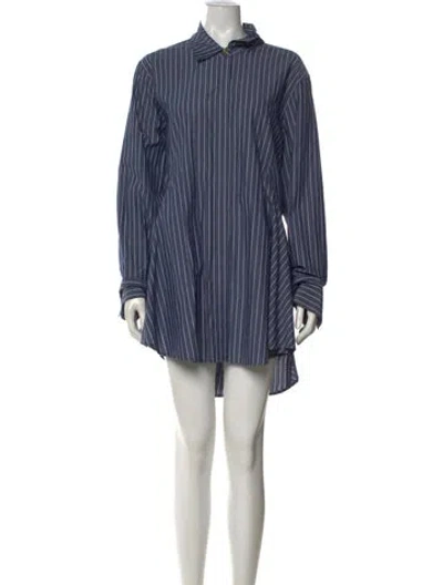 Pre-owned Donna Karan Striped Mini Dress In Blue