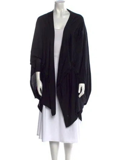 Pre-owned Donna Karan Striped Open Front Sweater In Black