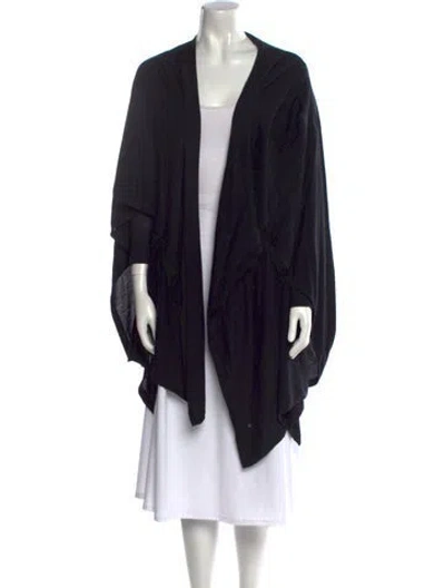 Pre-owned Donna Karan Striped Open Front Sweater In Black