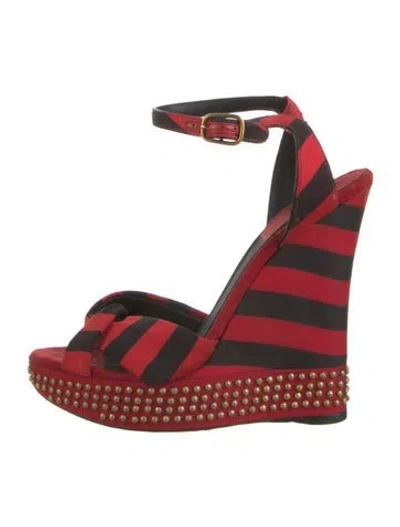 Pre-owned Donna Karan Striped Sandals In Red