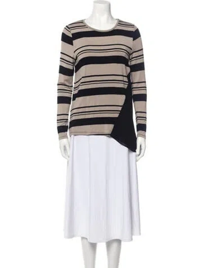 Pre-owned Donna Karan Striped Scoop Neck Sweater In Neutral