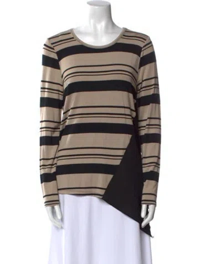 Pre-owned Donna Karan Striped Scoop Neck Sweatshirt W/ Tags In Neutral