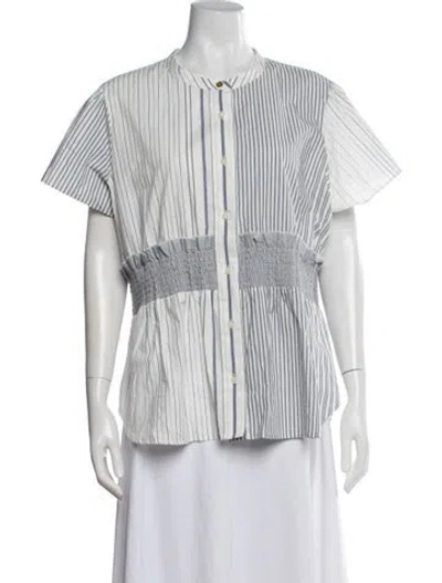 Pre-owned Donna Karan Striped Short Sleeve Top In Neutrals