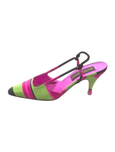 Pre-owned Donna Karan Striped Slingback Pumps In Pink