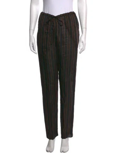 Pre-owned Donna Karan Striped Straight Leg Pants In Black