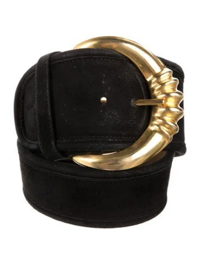 Pre-owned Donna Karan Suede Belt In Black