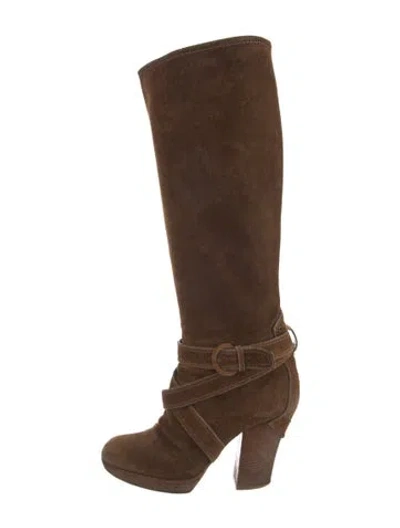 Pre-owned Donna Karan Suede Boots In Brown