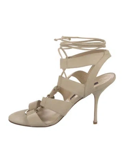 Pre-owned Donna Karan Suede Gladiator Sandals In Neutral